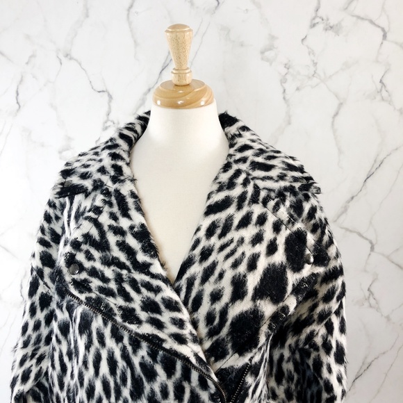 NWOT Banana Republic Snow Leopard Wool Moto Coat - Picture 5 of 8